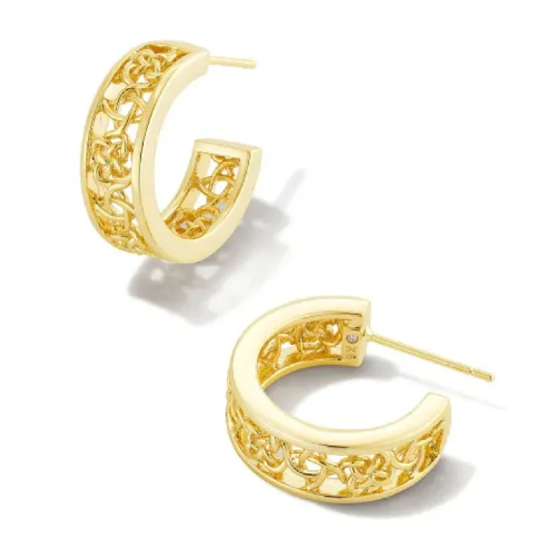 Diamond Drop Earrings for Luxury -Kendra Scott | Kelly Huggie Earrings in Gold