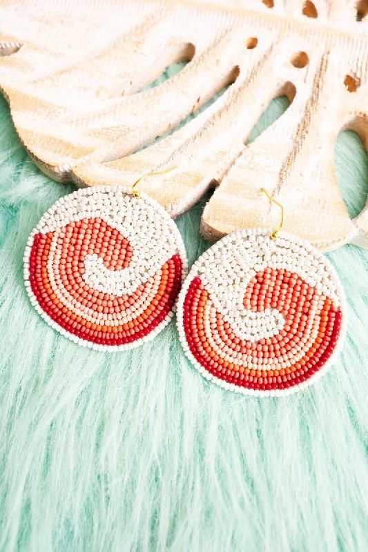 Drop Earrings with Knot Designs -SALE! Riviera Coral Seed Bead Earrings