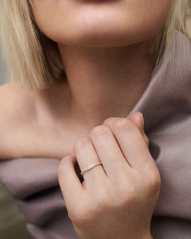 Rings with rose quartz for soft romance -GRID 1 Diamonds and Gold Estella Stamp Ring