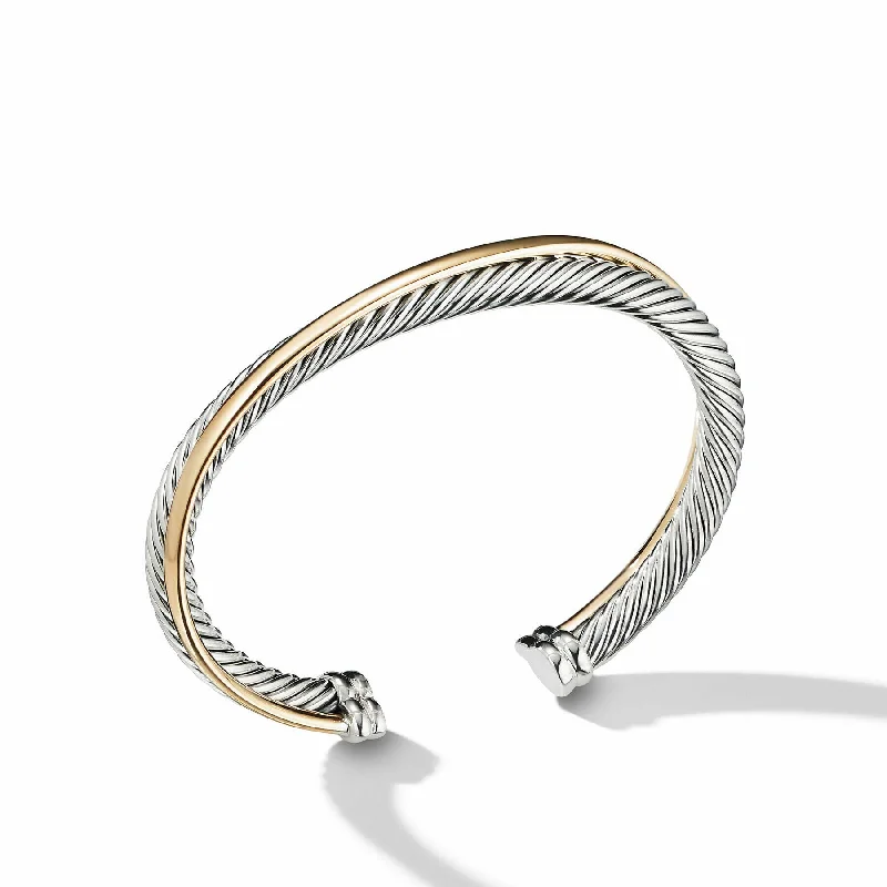 Bracelets with leather wrap for edgy look -David Yurman The Crossover® Collection Bracelet in Silver and 18-Karat Yellow Gold