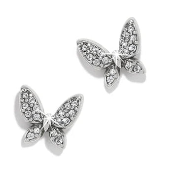 Crystal Drop Earrings for Sparkle -Brighton | Enchanting Butterfly Post Earrings in Silver