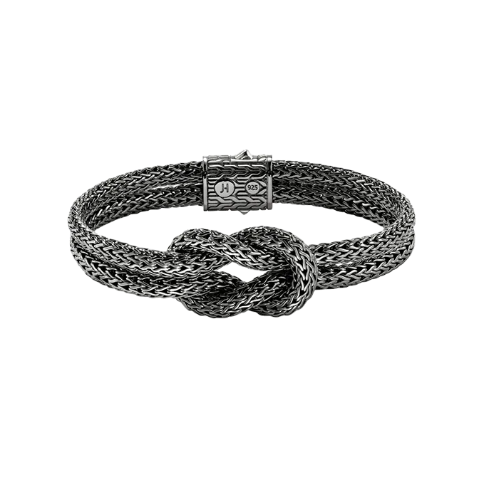 Bangles with herkimer diamonds for raw clarity -John Hardy Love Knot Black Rhodium Double Row Bracelet, 5mm