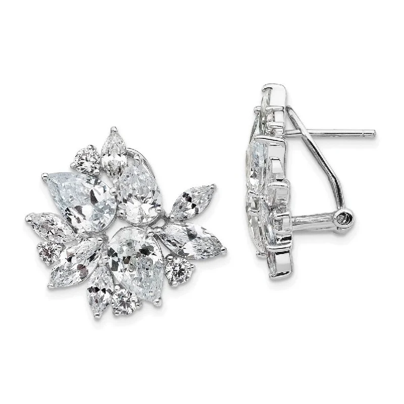 Drop Earrings for Travel Look -Curata Cheryl M 925 Sterling Silver CZ Cubic Zirconia Omega Back Earrings - 11.75x23.5mm Wide