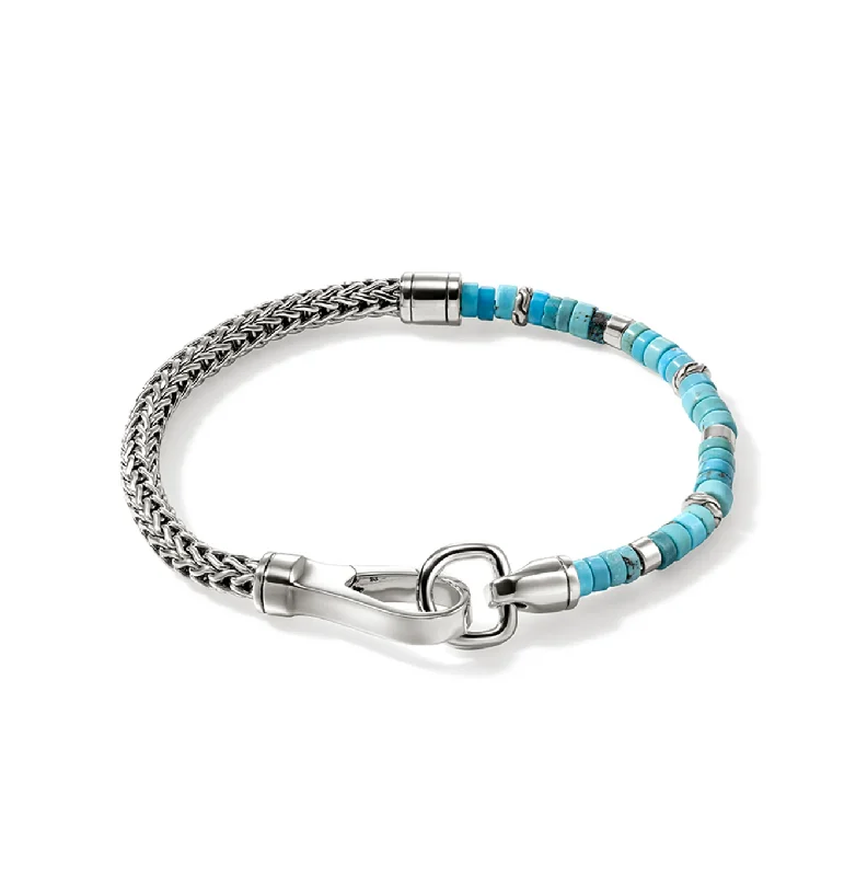 Bangles with rainbow moonstone for color play -John Hardy Heishi Sterling Silver Treated Turquoise Bracelet