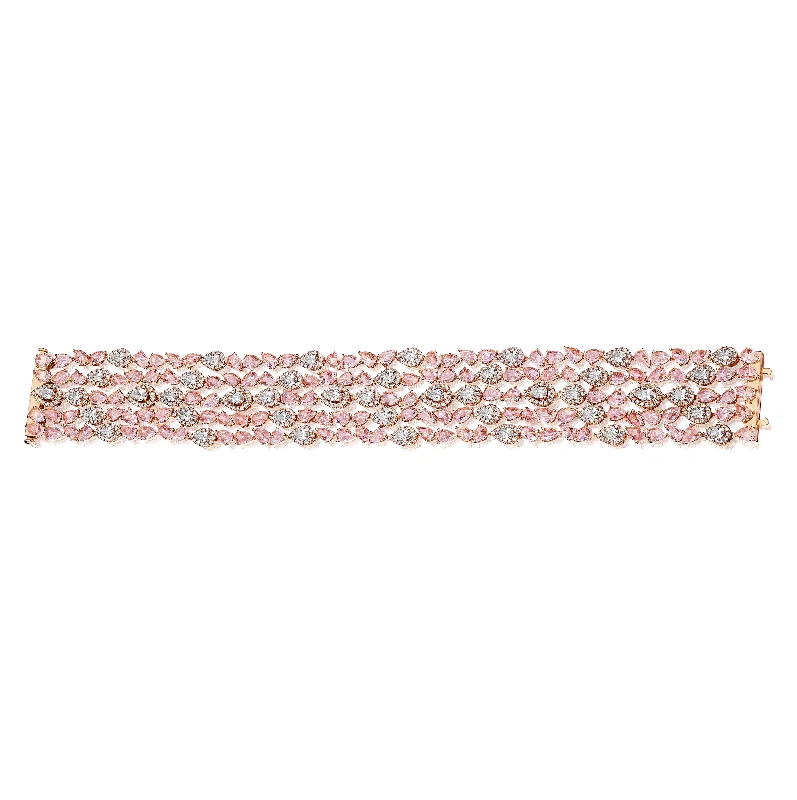 Bracelets with crescent moon for lunar appeal -Sabel Collection Rose Gold 5 Row Diamond Bracelet