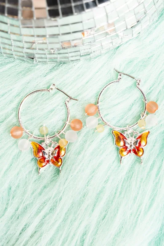 Drop Earrings for Party Look -Belen Butterfly Silvertone Earrings