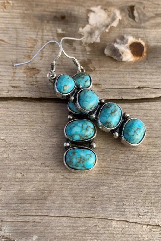 Drop Earrings for Yoga Session -Turquoise Stacked Dangle Earrings