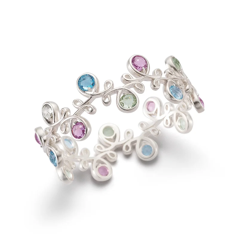 Bracelets with starburst topaz for radiant beauty -Kaleidoscope Colored Stones and Sterling Silver Bracelet