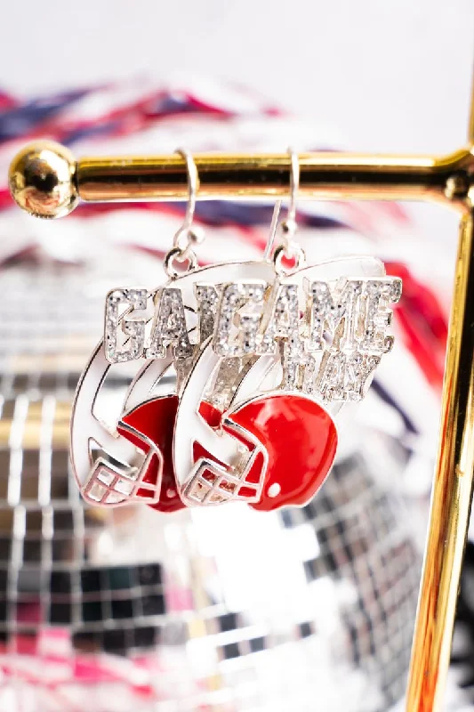 Adjustable Drop Earrings for Custom Fit -Gameday Red and White Crystal Earrings