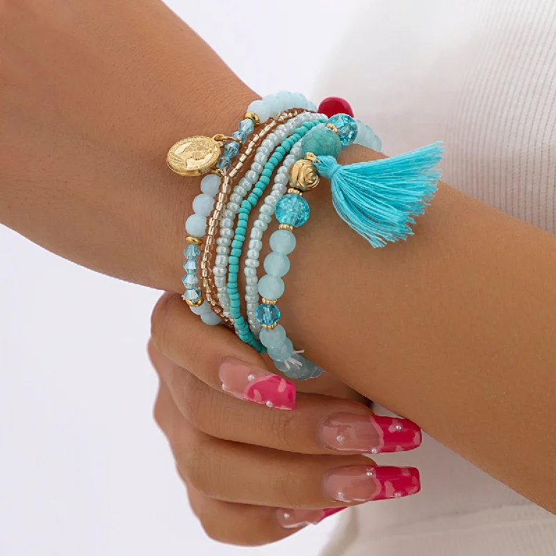 Bracelets with engraved messages for sentiment -Wholesale Crystal Bead Alloy Bracelet