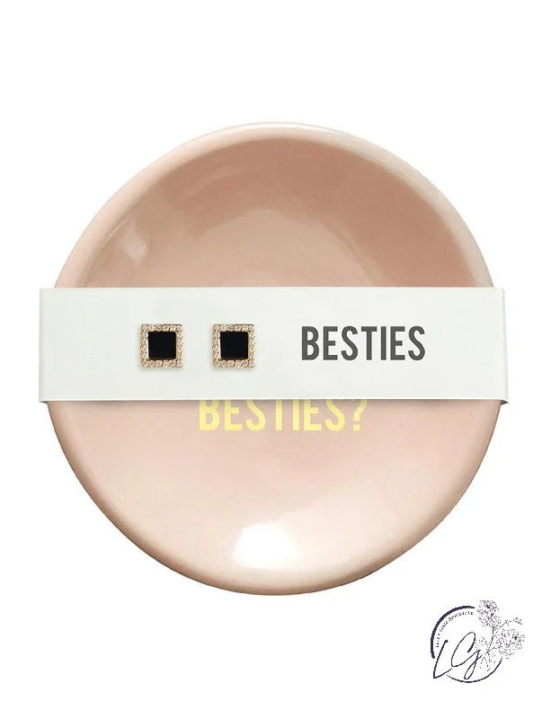 Drop Earrings with Matte Finish -Ceramic Ring Dish & Earrings - Did We Just Become Besties?