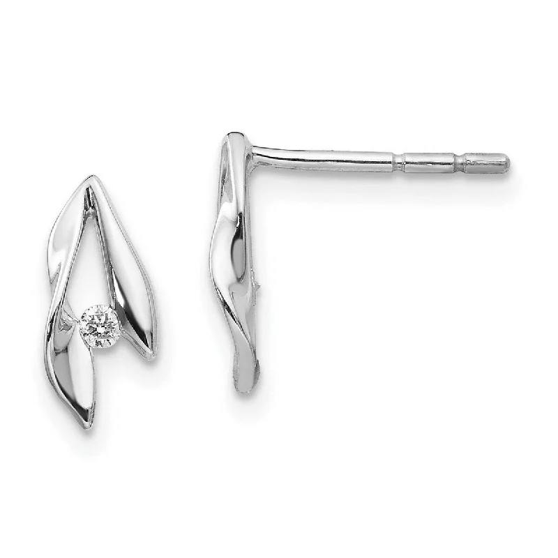 Heavy Duty Drop Earrings for Durability -Curata 925 Sterling Silver Post Earrings Polished and satin White Ice Diamond Earrings - 11x5mm Wide