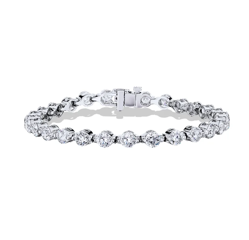 Bangles with polished jade for smooth calm -Sabel Collection White Gold Single Prong Diamond Tennis Bracelet