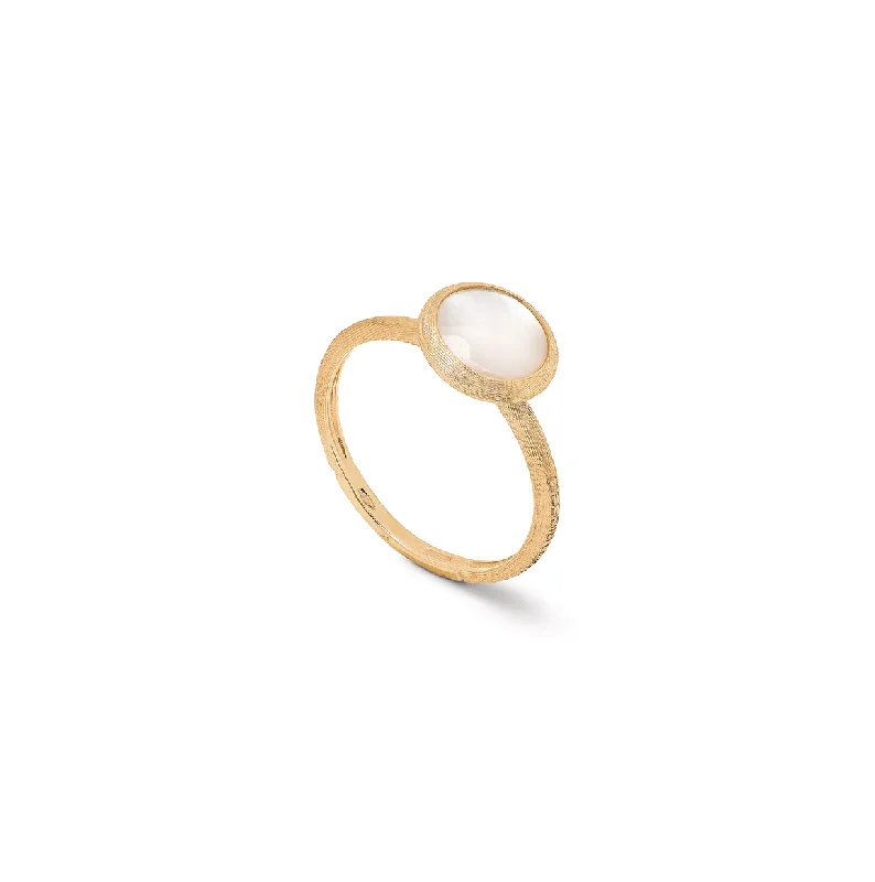 Rings with claw-set moonstone for mystique -Marco Bicego Jaipur Yellow Gold Mother of Pearl Stackable Ring