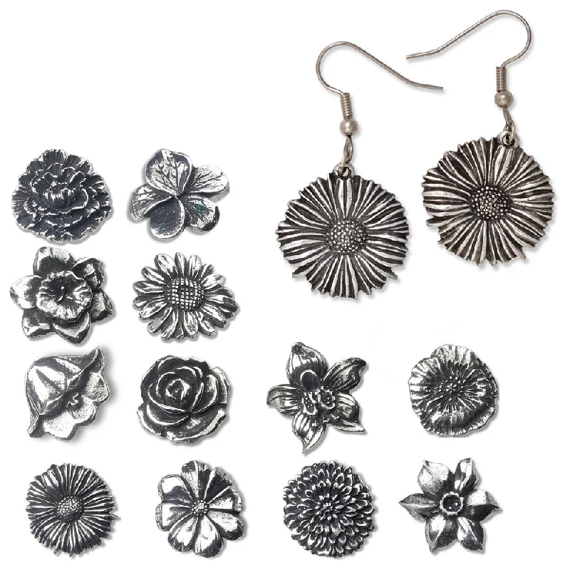 Hypoallergenic Drop Earrings for Sensitive -Flower of the Month Earrings