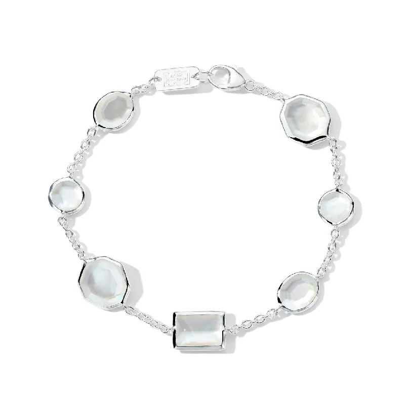 Bangles with personalized initial charm engravings -IPPOLITA Rock Candy Mix-Cut Station Bracelet in Sterling Silver