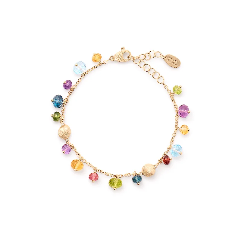 Bracelets with floral motifs for romantic touch -Marco Bicego Africa Yellow Gold Roundel and Mixed Gemstone Bracelet