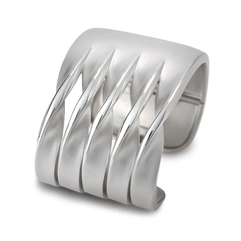 Bracelets with branch patterns for nature flair -On the Edge White Gold Cuff Bracelet