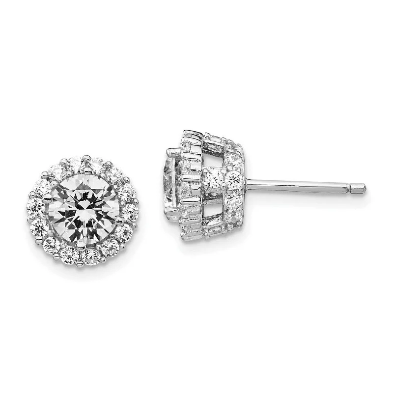 Drop Earrings for Fitness Activities -Curata 925 Sterling Silver CZ Cubic Zirconia Round Post Earrings - 10x10mm Wide