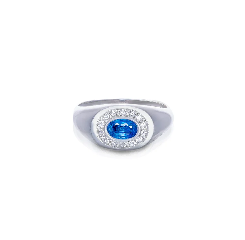 Rings with moonstone gems for ethereal glow -Sabel Collection White Gold Sapphire and Diamond Men's Ring