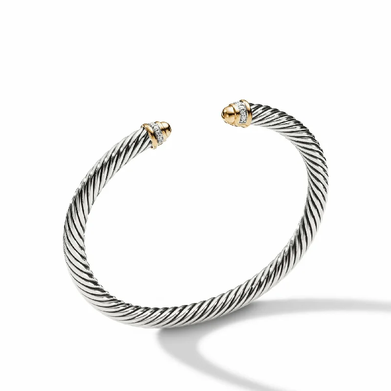 Bangles with sleek black agate for edge -David Yurman The Cable Collection® Bracelet in Silver and 18-Karat Yellow Gold