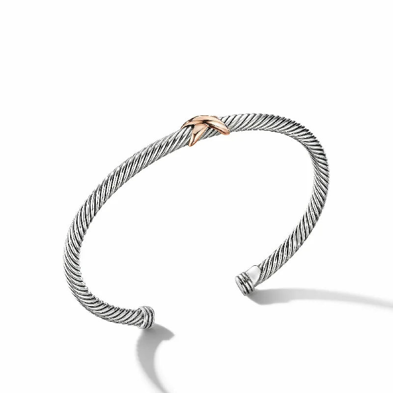 Bangles with sleek opal for iridescent charm -David Yurman  Bracelet in Stainless Steel and 18-Karat Rose Gold