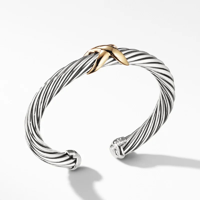 Bracelets with polished coral for vibrant shine -David Yurman The Cable Collection® Bracelet in Silver and 14-Karat Yellow Gold