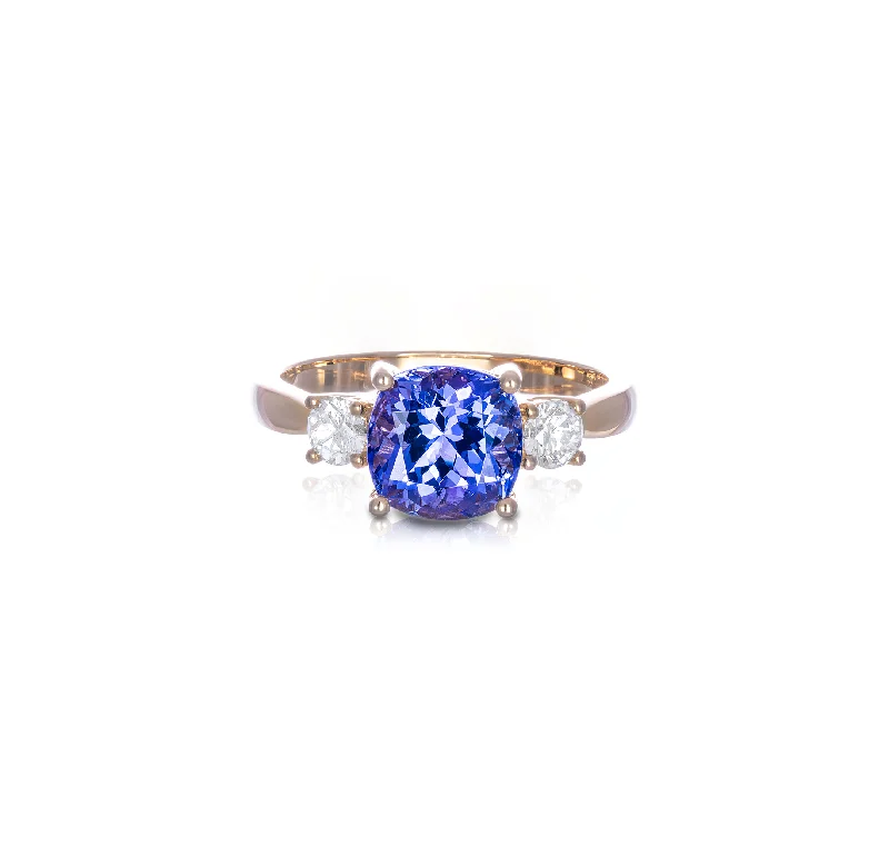 Rings with channel-set turquoise for color -Sabel Collection Yellow Gold Tanzanite and Diamond Ring