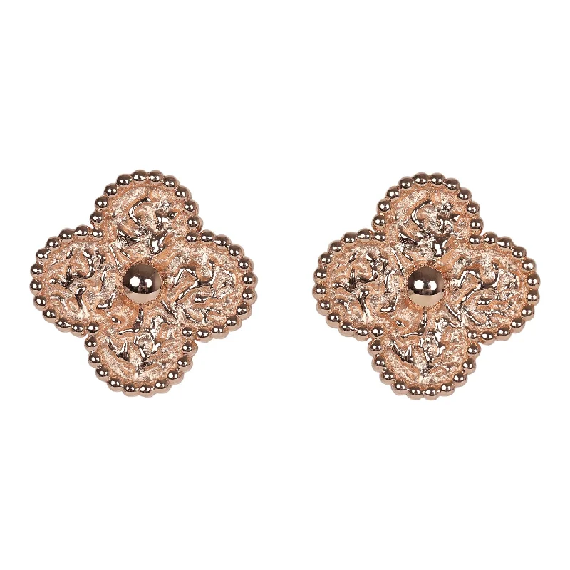 Drop Earrings with Chevron Designs -Van Cleef & Arpels Vintage Alhambra Motif Earrings 18K Rose Gold Hardware