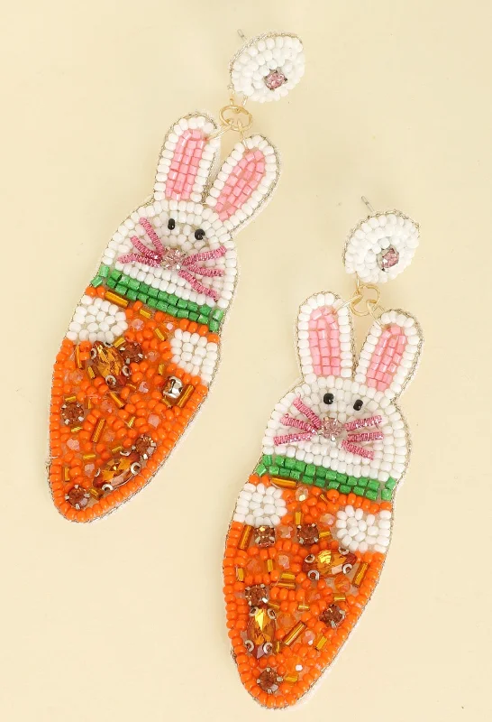 Drop Earrings with Filigree Work -Carrot Craze Bunny Earrings