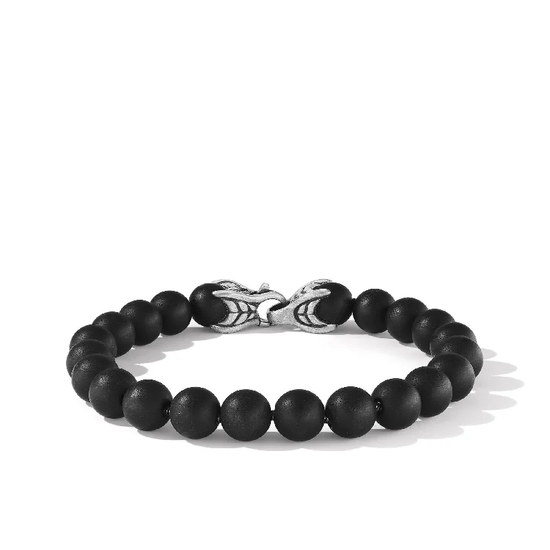 Bangles with polished onyx for bold sleekness -David Yurman   Bracelet in Sterling Silver