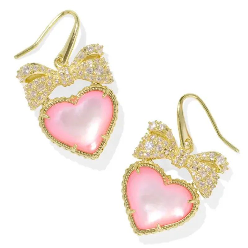 Contemporary Drop Earrings for Fashion -Kendra Scott | Haisley Heart Gold Drop Earrings in Blush Ivory Mother-of-Pearl