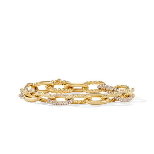 Bangles with rose quartz for soft pink -DY Madison Chain Bracelet in 18K Yellow Gold with Diamonds, Size Small