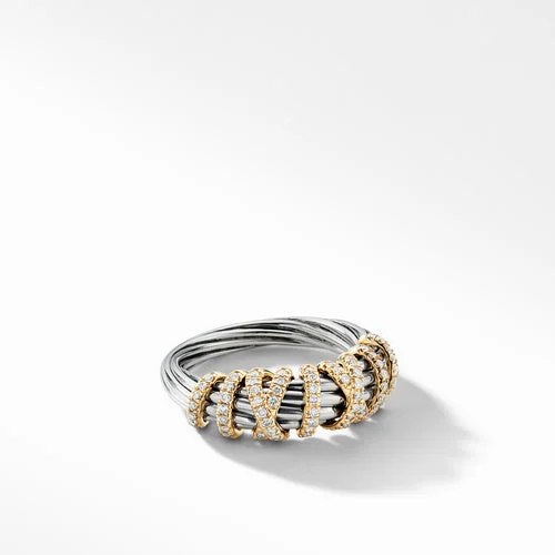 Rings with oxidized silver for antique appeal -Helena 8mm Ring with Diamonds and 18K Gold, Size 5.5