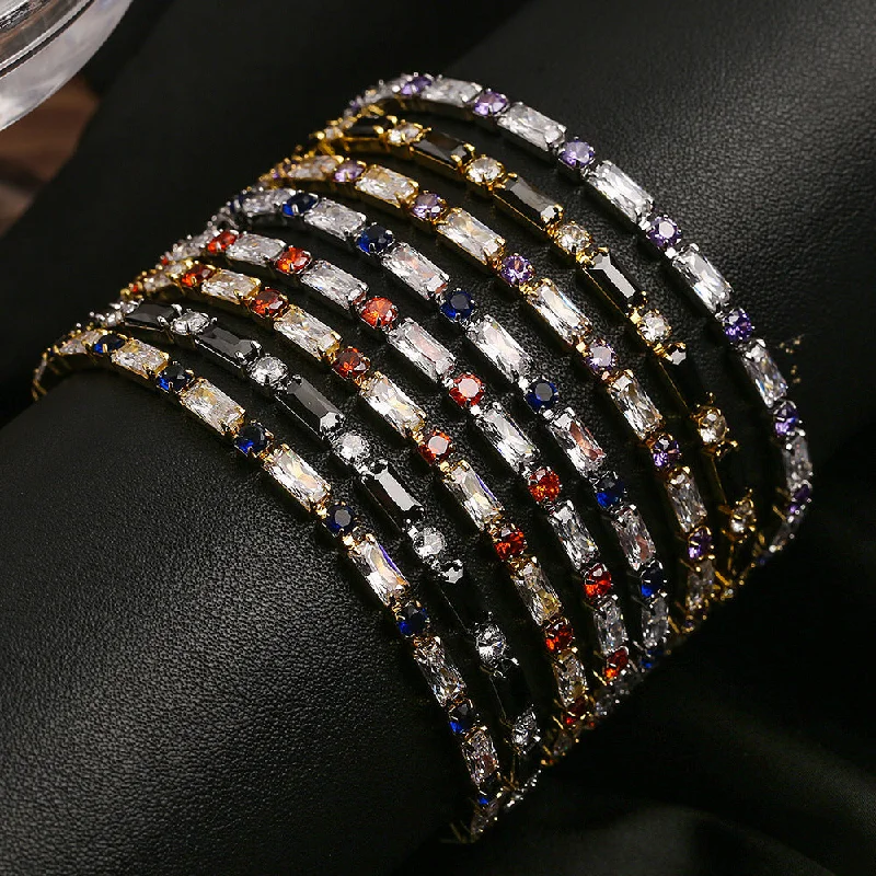 Bangles with rainbow moonstone for color play -Wholesale Summer Zircon Copper Bracelet