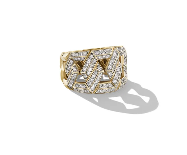 Rings with citrine stones for sunny vibes -Carlyle Ring in 18K Yellow Gold with Pavé Diamonds