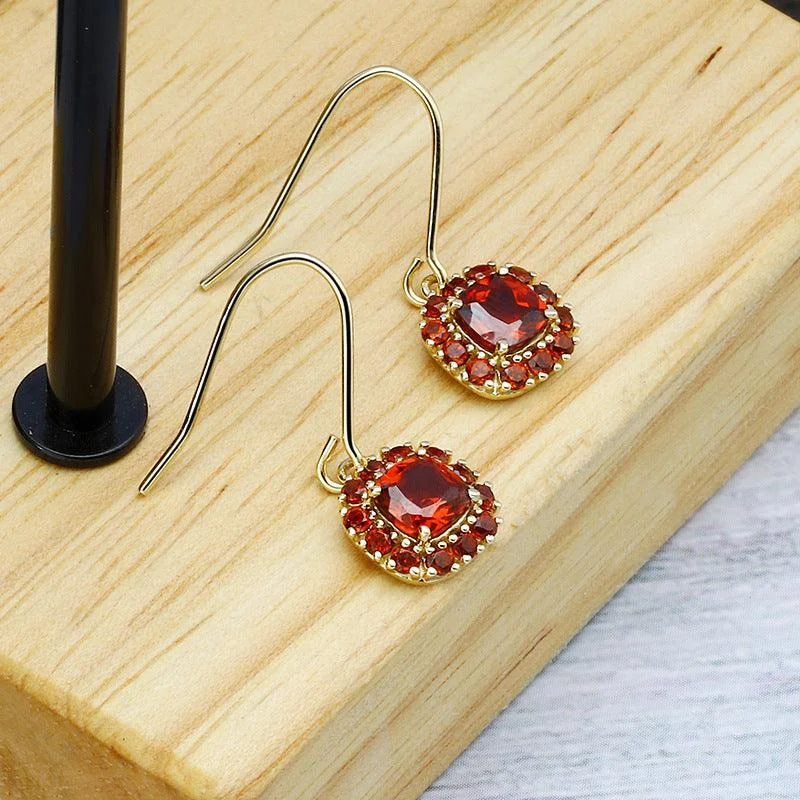 African Drop Earrings with Culture -Natural Red Pomegranate Earrings