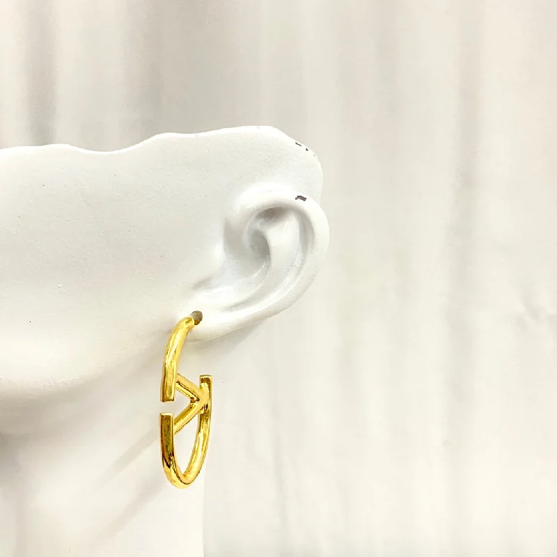 Adjustable Drop Earrings for Custom Fit -K Gold Large Logo Hollow Gold Earrings EHA213