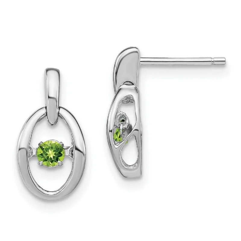 Drop Earrings with Abstract Designs -Curata 925 Sterling Silver Rhodium Peridot Vibrant Earrings - 14x7.5mm