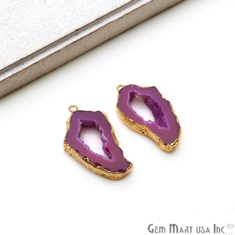 Dainty rings with subtle engraved star motifs -Agate Slice 16x31mm Organic  Gold Electroplated Gemstone Earring Connector 1 Pair