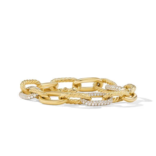 Bangles with rose-cut gems for vintage -DY Madison Chain Bracelet in 18K Yellow Gold with Diamonds, Size Medium