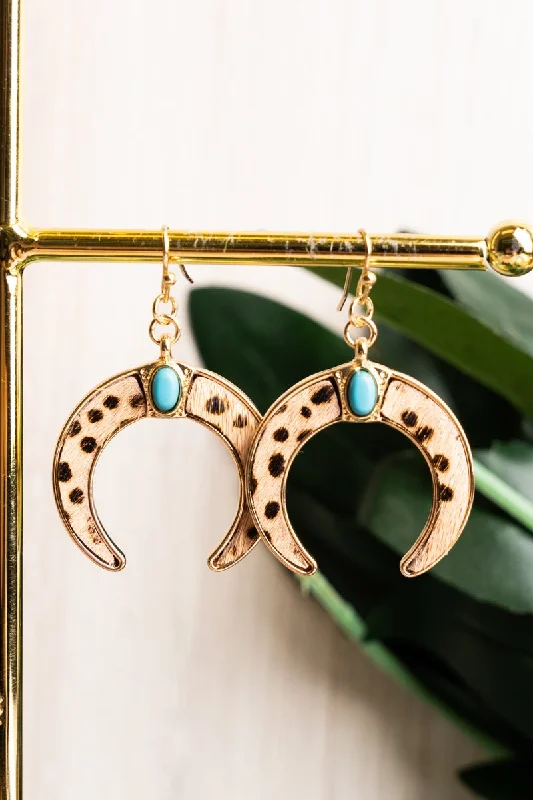 Round Drop Earrings for Classic -Crystal Avenue Turquoise Leopard Naja Earrings