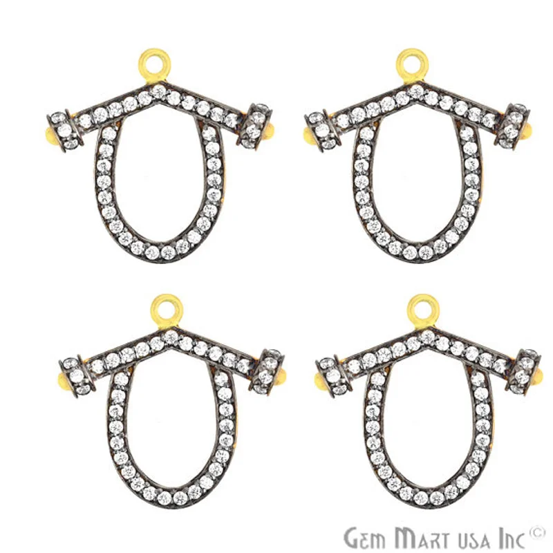 Bracelets with pave ruby for dazzling sparkle -Cubic Zircon Pave Charm Gold Vermeil Charm For Bracelet & Pendants