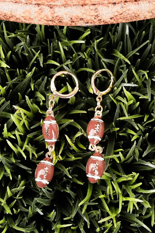 Drop Earrings with Chevron Designs -Football Fan Goldtone Drop Earrings