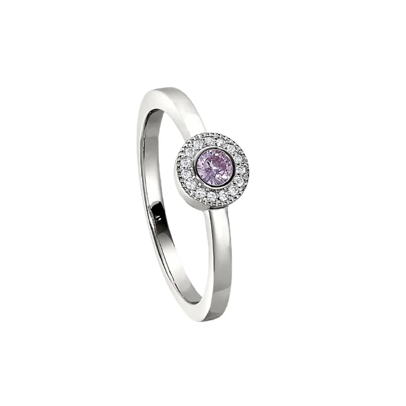 Minimalist rings with tiny diamond dot accents -Birth Gems Pink Sapphire Ring