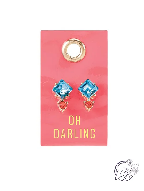 Studded Drop Earrings with Gemstones -Oh Darling - Gemstone Earrings