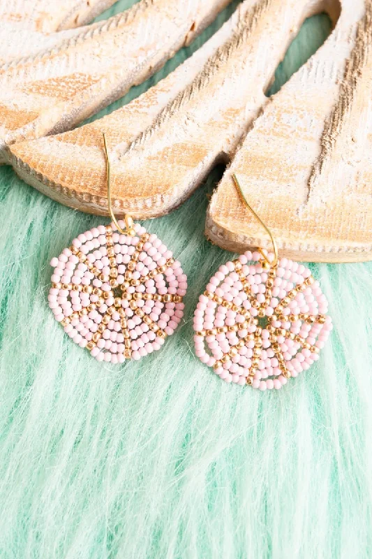 Drop Earrings for Gym Workout -SALE! Willa Pink Seed Bead Earrings