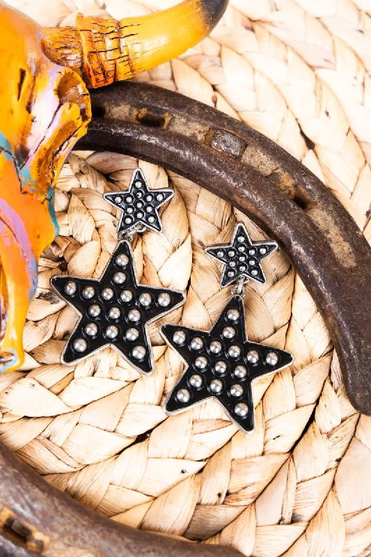 Drop Earrings for Graduation Day -TIPI Star Studded Silvertone Earrings