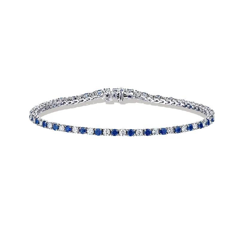 Bracelets with star sapphire for unique shine -Sabel Collection White Gold Sapphire and Diamond Tennis Bracelet