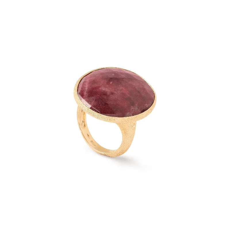 Rings with aquamarine stones for ocean charm -Marco Bicego Lunaria Yellow Gold Thulite Cocktail Ring